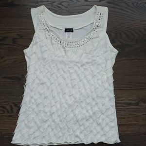 White Ruffle Tank